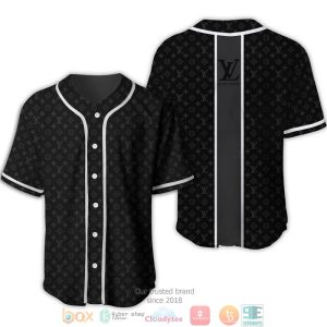 Louis Vuitton Silver Line Black Baseball Jersey