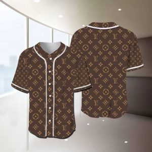Louis Vuitton Baseball Jersey Shirt Brown