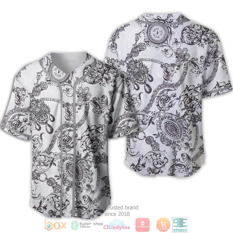 Versace Hook Pattern Black And White Baseball Jersey