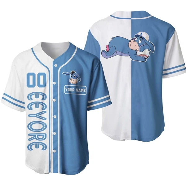 Eeyore Winnie The Pooh Baseball Jersey Button Down Unisex Adults Xs-5Xl