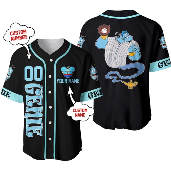 Genie Aladdin Baseball Jersey Button Down Unisex Adult Outfits Size Xs-5Xl