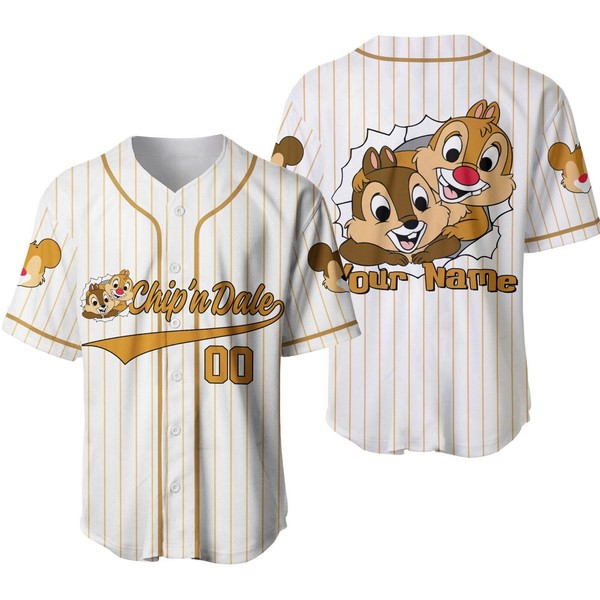 Chip And Dale Chipmunks Baseball Jersey Button Down Unisex Adults Xs-5Xl