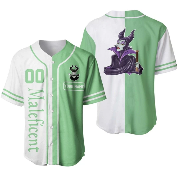 Maleficent Villain Baseball Jersey Button Down Unisex Adults Outfit Xs-5Xl