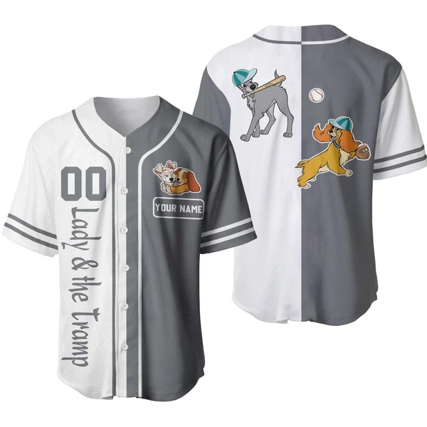 Lady And The Tramp Dogs Baseball Jersey Button Down Unisex Adults Xs-5Xl