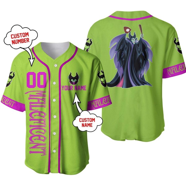 Maleficent Villain Baseball Jersey Button Down Unisex Adults Outfit Xs-5Xl