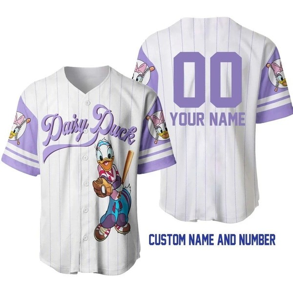 Daisy Duck Baseball Jersey Button Down Unisex Adults Outfit Size Xs-5Xl