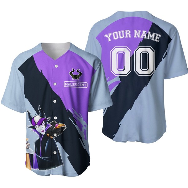 Maleficent Villain Baseball Jersey Button Down Unisex Adults Outfit Xs-5Xl