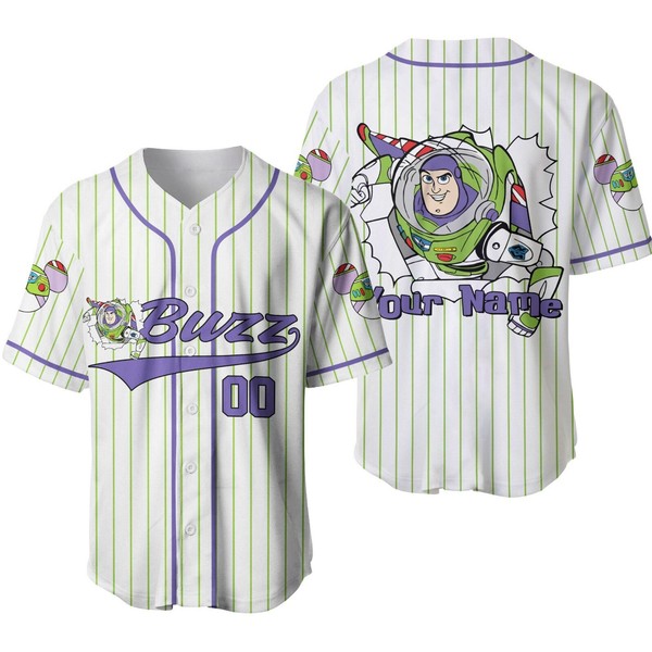 Buzz Lightyear Toy Story Baseball Jersey Button Down Unisex Adult Xs-5Xl