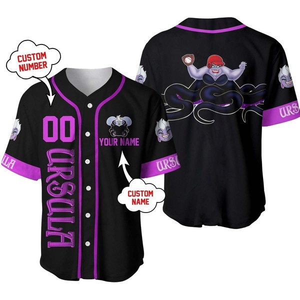 Ursula Villain Baseball Jersey Button Down Unisex Adults Outfit Xs-5Xl