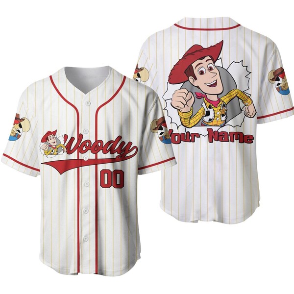 Sheriff Woody Toy Story Baseball Jersey Button Down Unisex Adults Xs-5Xl