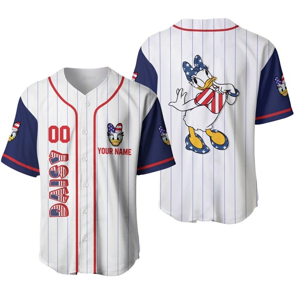 Daisy Duck Baseball Jersey Button Down Unisex Adults Outfit Size Xs-5Xl