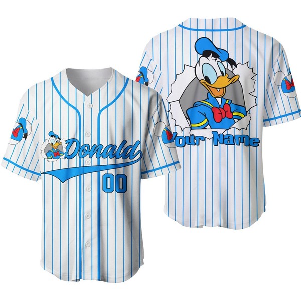 Donald Duck Baseball Jersey Button Down Unisex Adults Outfit Size Xs-5Xl