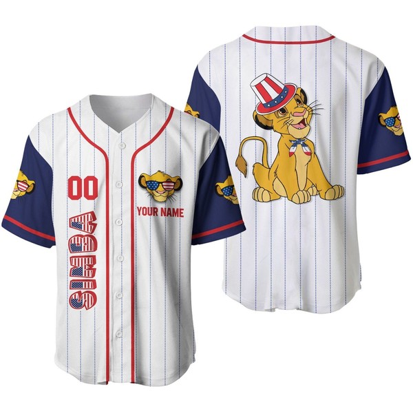 Simba The Lion King Baseball Jersey Button Down Unisex Adult Outfit Xs-5Xl