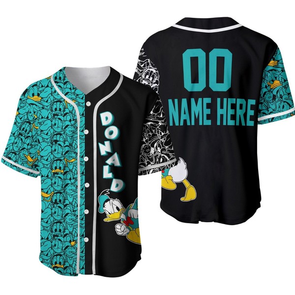 Donald Duck Baseball Jersey Button Down Unisex Adults Outfit Size Xs-5Xl