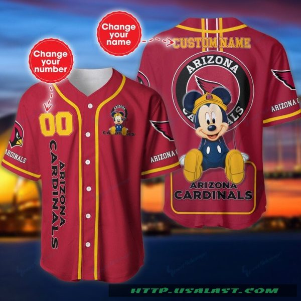 Arizona Cardinals Mickey Mouse Personalized Baseball Jersey