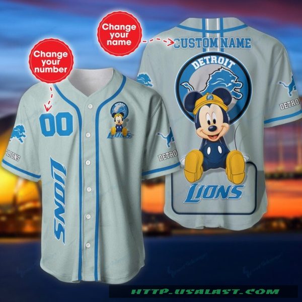 Detroit Lions Mickey Mouse Personalized Baseball Jersey