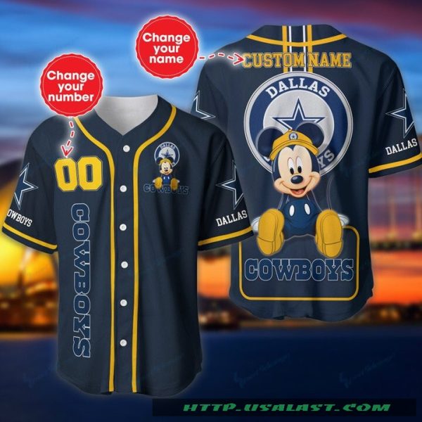Dallas Cowboys Mickey Mouse Personalized Baseball Jersey