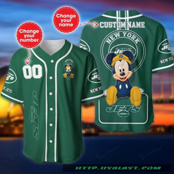 New York Jets Mickey Mouse Personalized Baseball Jersey