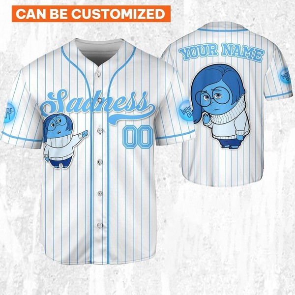 Sadness Emotion Inside Out Baseball Jersey Button Down Unisex Adult Xs-5Xl