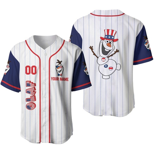 Olaf Snowman Frozen Baseball Jersey Button Down Unisex Adults Size Xs-5Xl