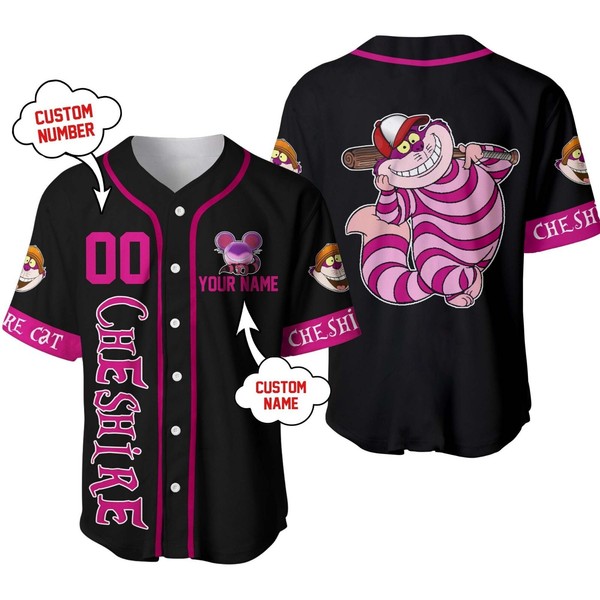 Cheshire Cat Alice In Wonderland Baseball Jersey Button Down Unisex Adults