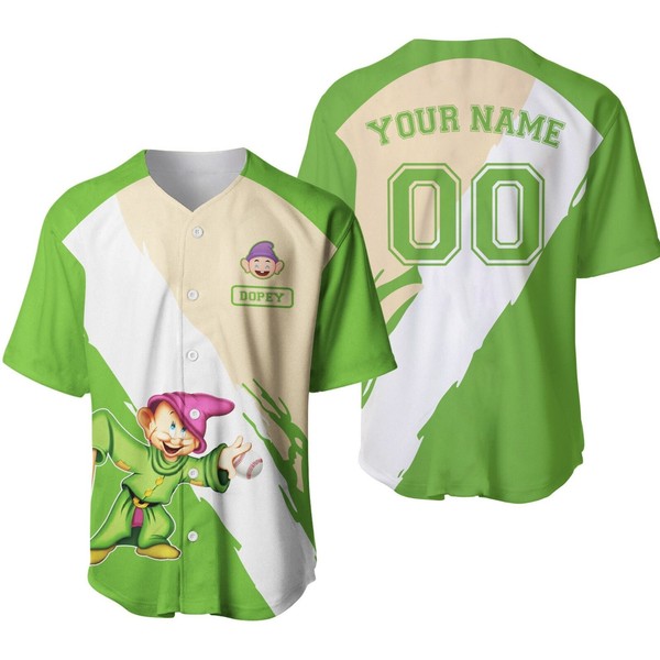 Dopey Dwarf Baseball Jersey Button Down Unisex Adults Outfit Size Xs-5Xl