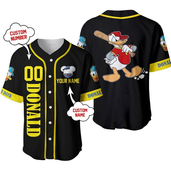 Donald Duck Baseball Jersey Button Down Unisex Adults Outfit Size Xs-5Xl