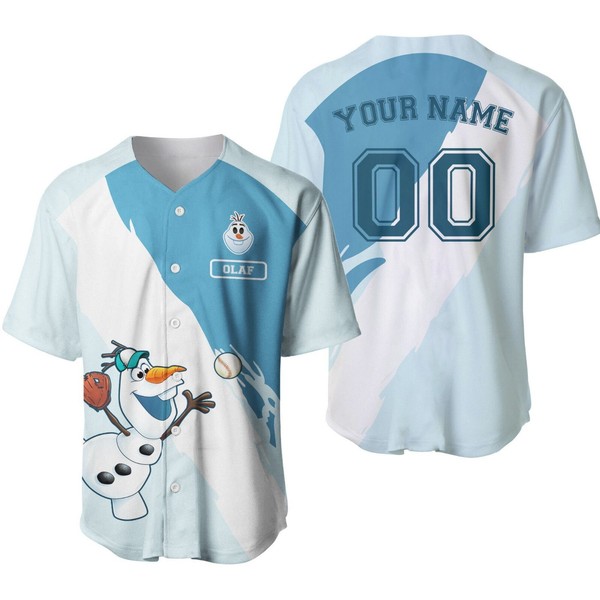 Olaf Snowman Frozen Baseball Jersey Button Down Unisex Adults Size Xs-5Xl