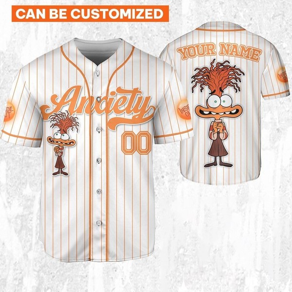 Anxiety Emotion Inside Out Baseball Jersey Button Down Unisex Adult Xs-5Xl