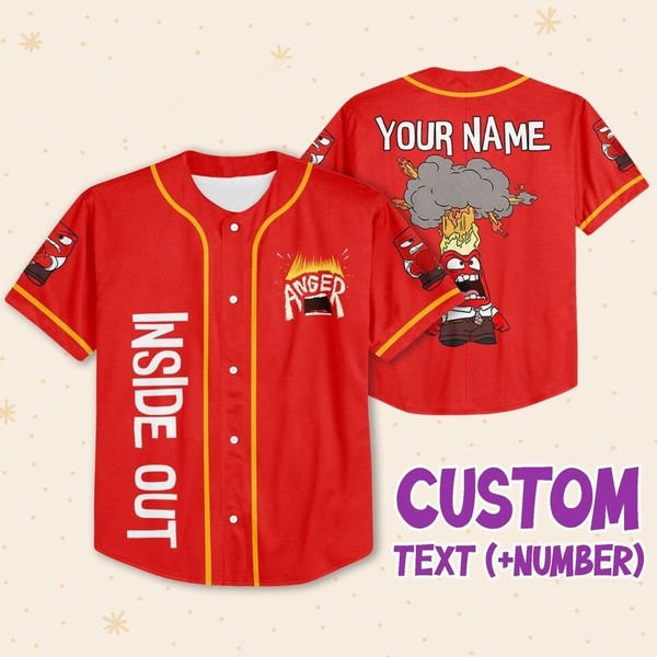 Anger Emotion Inside Out Baseball Jersey Button Down Unisex Adults Xs-5Xl