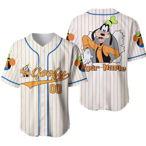 Goofy Baseball Jersey Button Down Unisex Adults Outfit Full Size Xs-5Xl