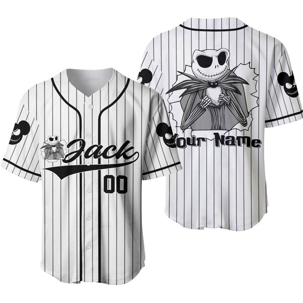 Jack Skellington Baseball Jersey Button Down Unisex Adult Outfit Xs-5Xl