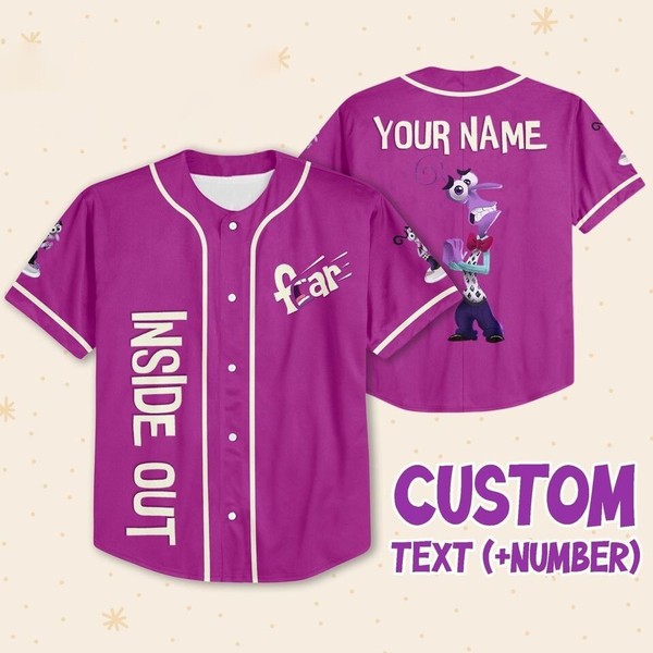 Fear Emotion Inside Out Baseball Jersey Button Down Unisex Adults Xs-5Xl