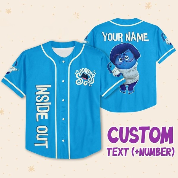 Sadness Emotion Inside Out Baseball Jersey Button Down Unisex Adult Xs-5Xl