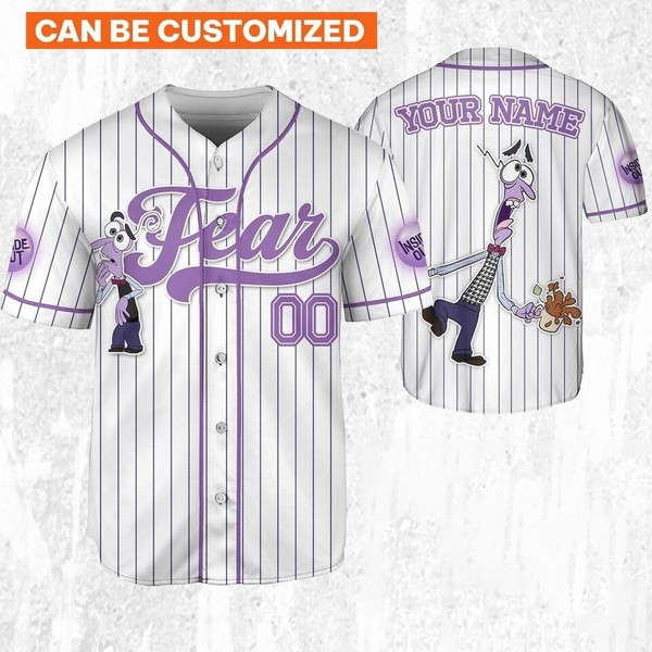 Fear Emotion Inside Out Baseball Jersey Button Down Unisex Adults Xs-5Xl