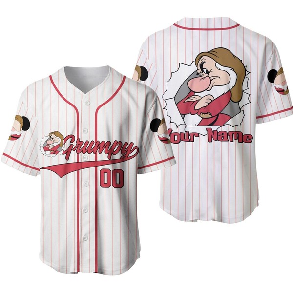Grumpy Dwarf Baseball Jersey Button Down Unisex Adults Outfit Size Xs-5Xl