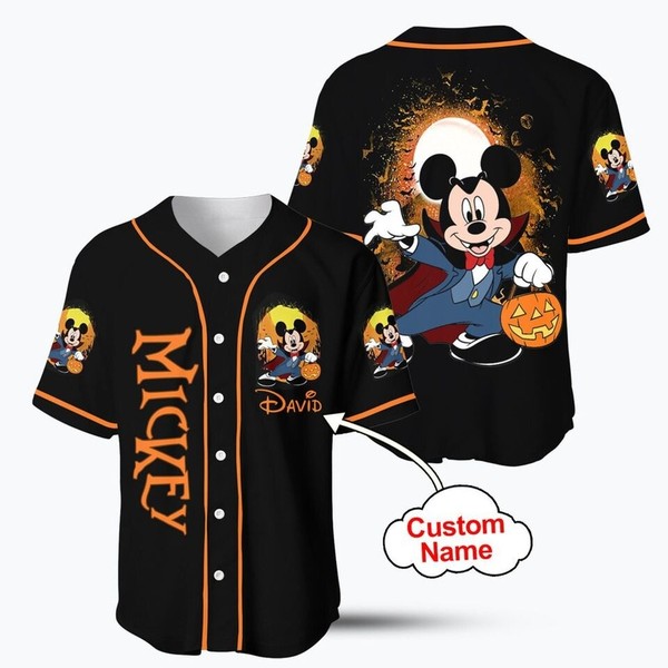 Personalized Mickey Mouse Halloween Lover 3D Printed Baseball Jersey Shirt S-5Xl