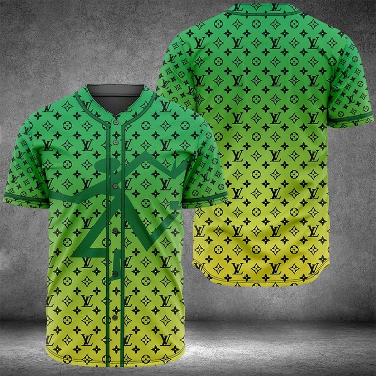Louis Vuitton Green Baseball Jersey Lv Luxury Clothing For Men Women
