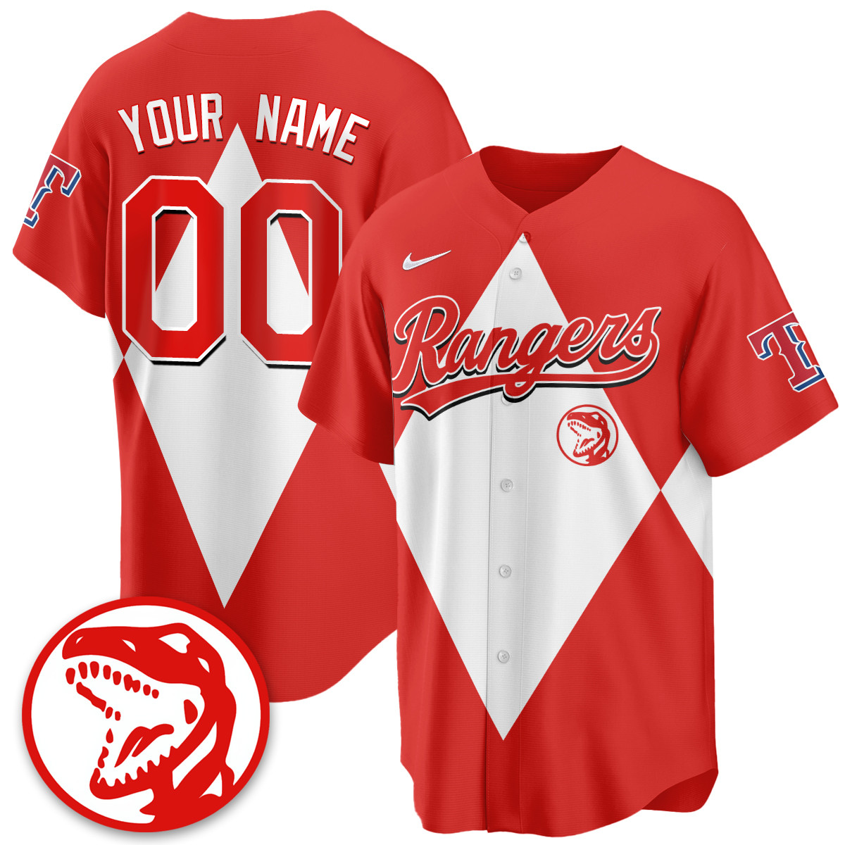 Custom Texas Rangers Power Rangers Limited Jersey All Stitched Men Red Jersey Baseball Jersey
