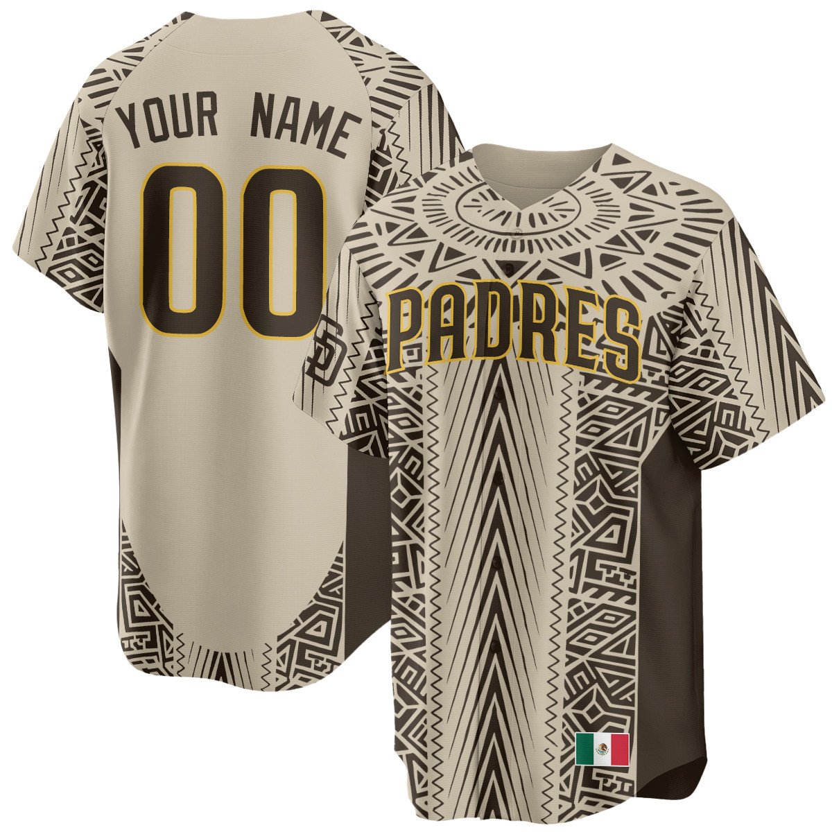 Custom Gender/Name San Diego Padres Mexican Heritage Jersey All Stitched Tan Jersey Baseball Jersey