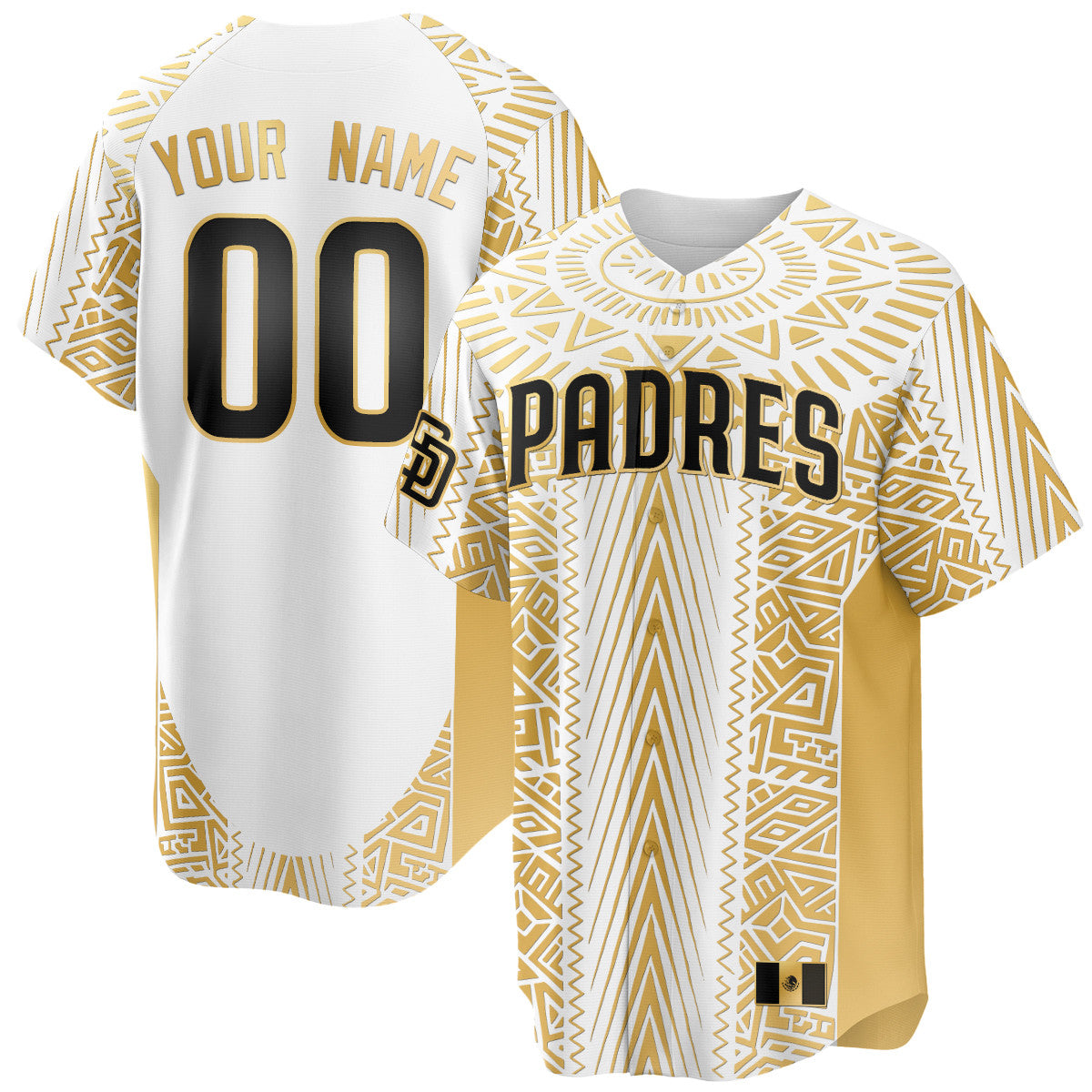 Custom Gender/Name San Diego Padres Mexican Heritage Jersey All Stitched White Gold Jersey Baseball Jersey