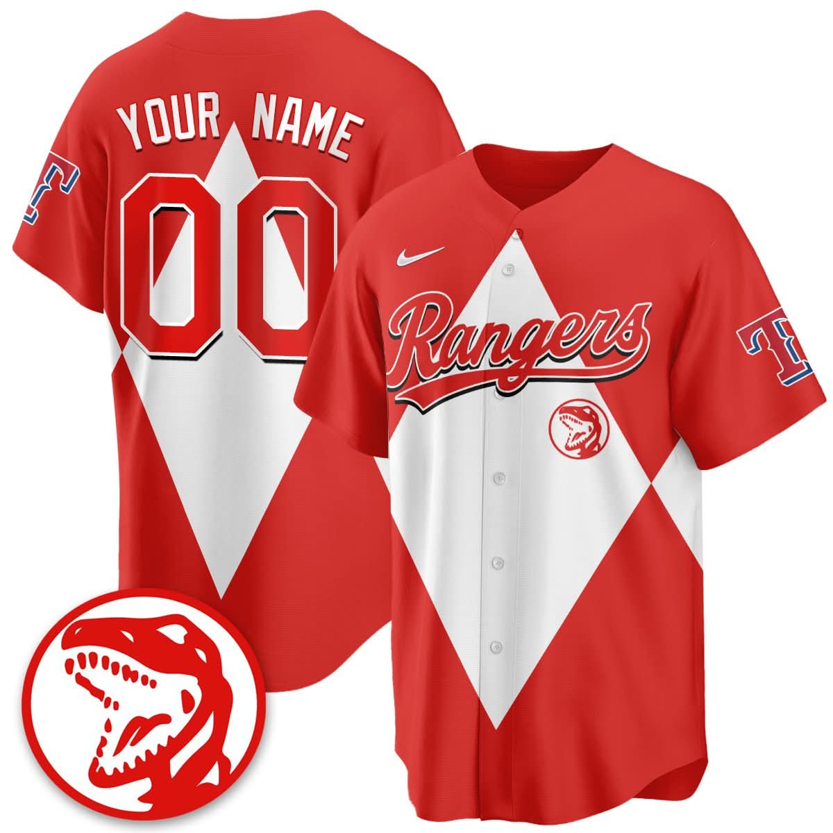 Custom Texas Rangers Power Rangers Limited Jersey All Stitched Red Jersey Baseball Jersey