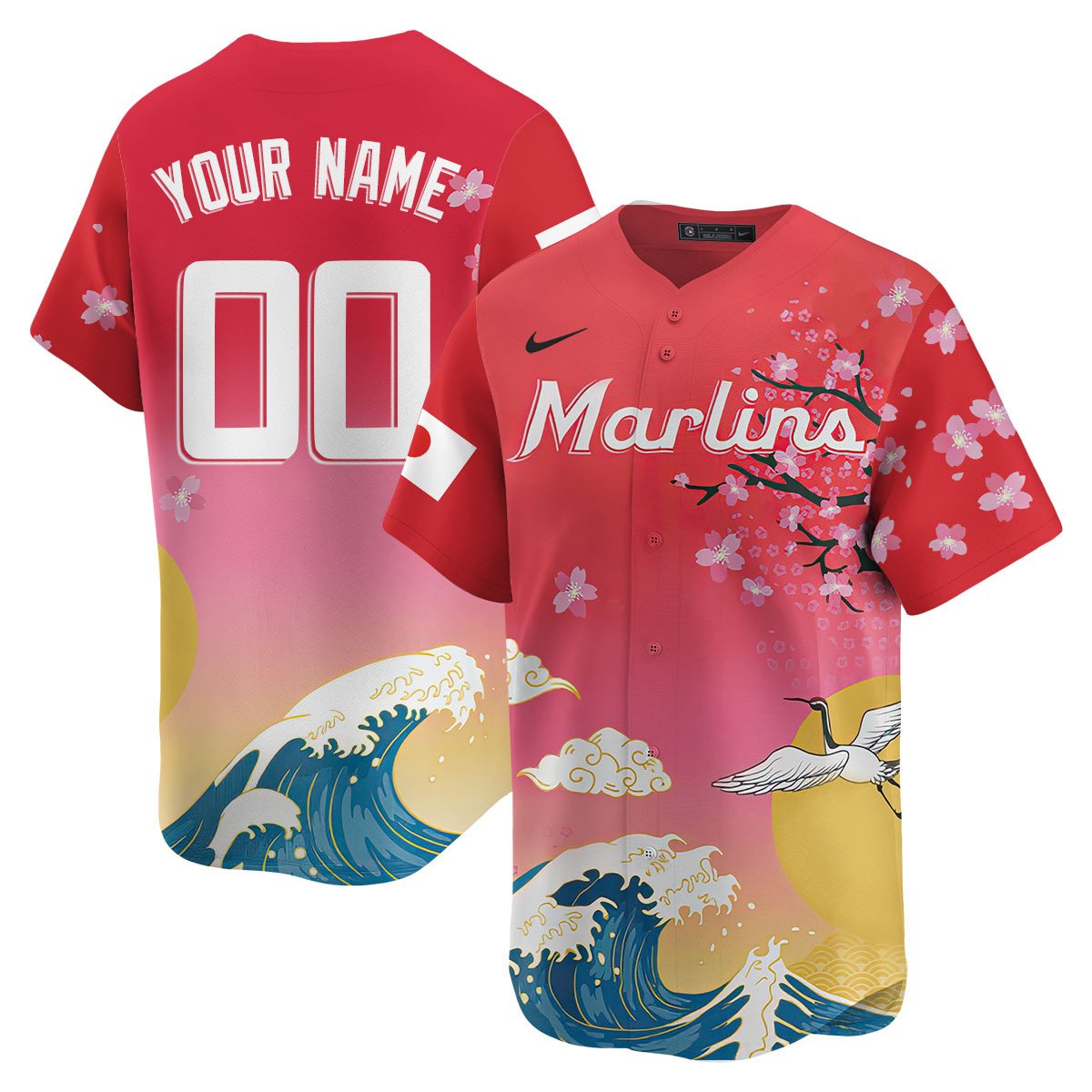Custom Name/Gender Miami Marlins Japanese Heritage Night 2025 Jersey Custom Jersey Baseball Jersey
