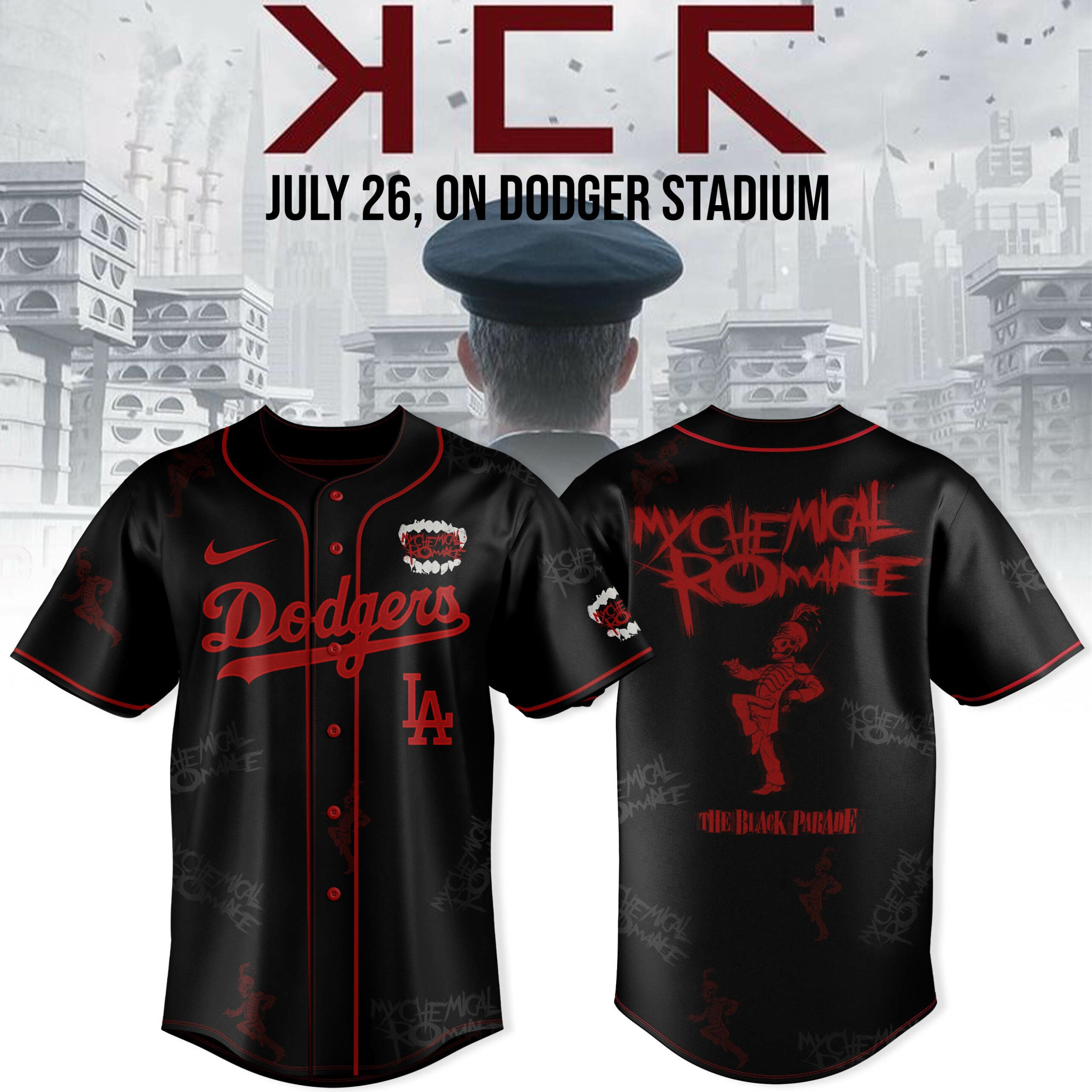 Los Angeles Dodgers X My Chemical Romance Long Live The Black Parade Tour 2025 Baseball Jersey
