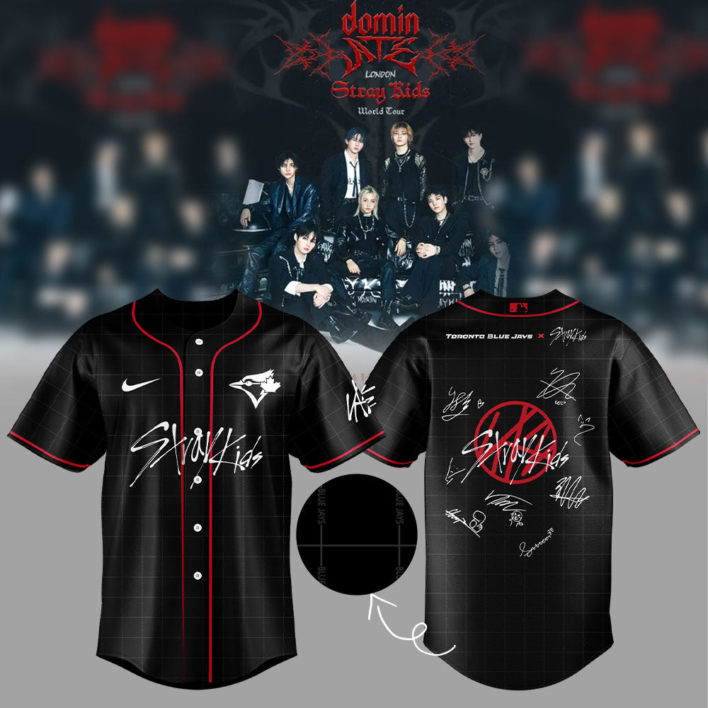 Tb.Jays Stray Kids Show Signature Black Baseball Jersey