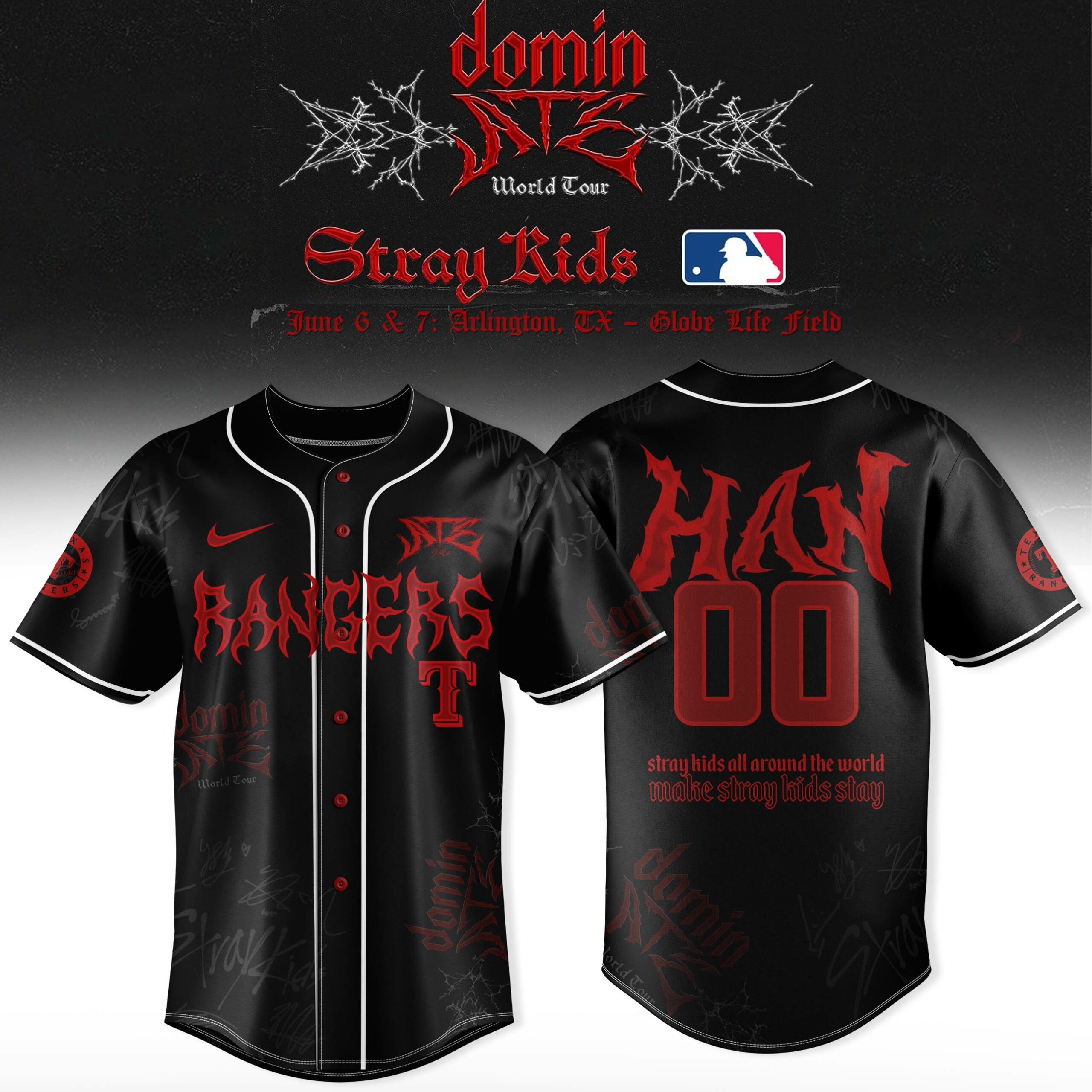Texas Rangers X Stray Kids Word Tour 2025 Jersey Baseball Jersey