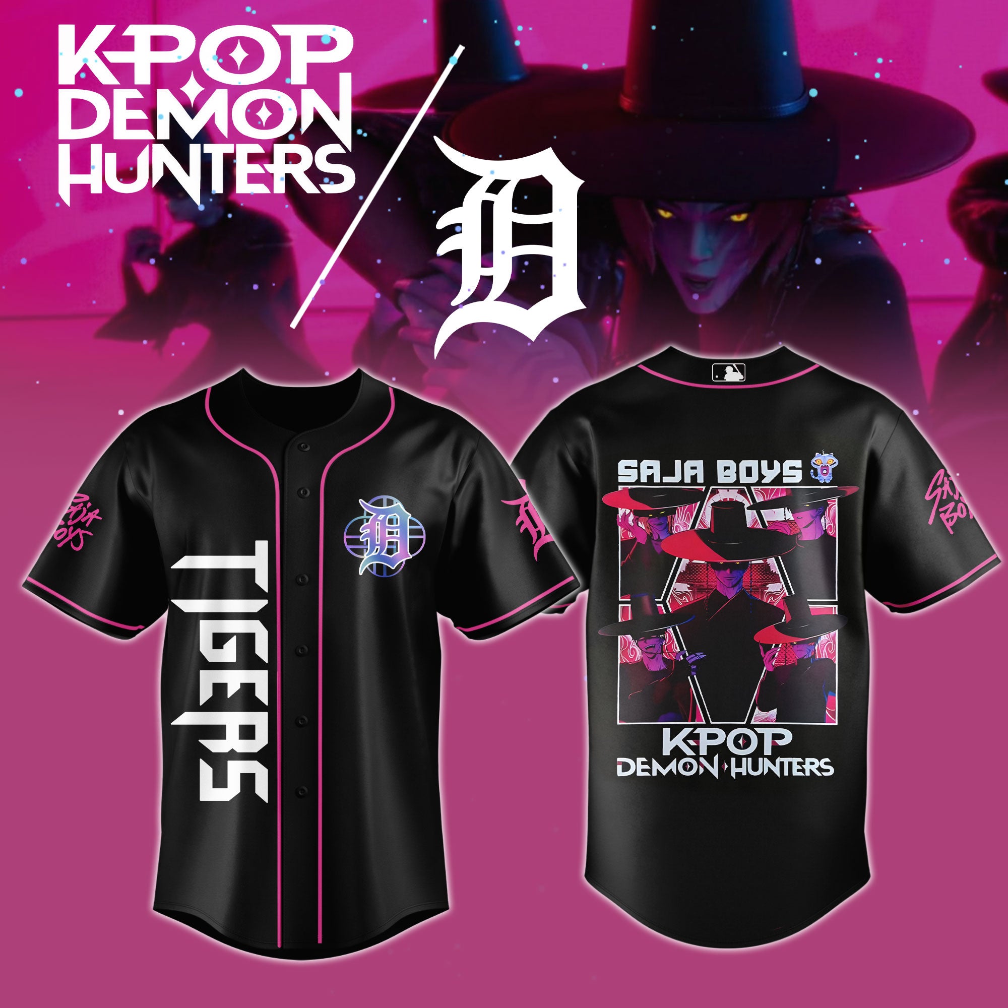 Detroit Tiger Mlb X Kpop Demon Hunters Saja Boys Baseball Jersey 2025