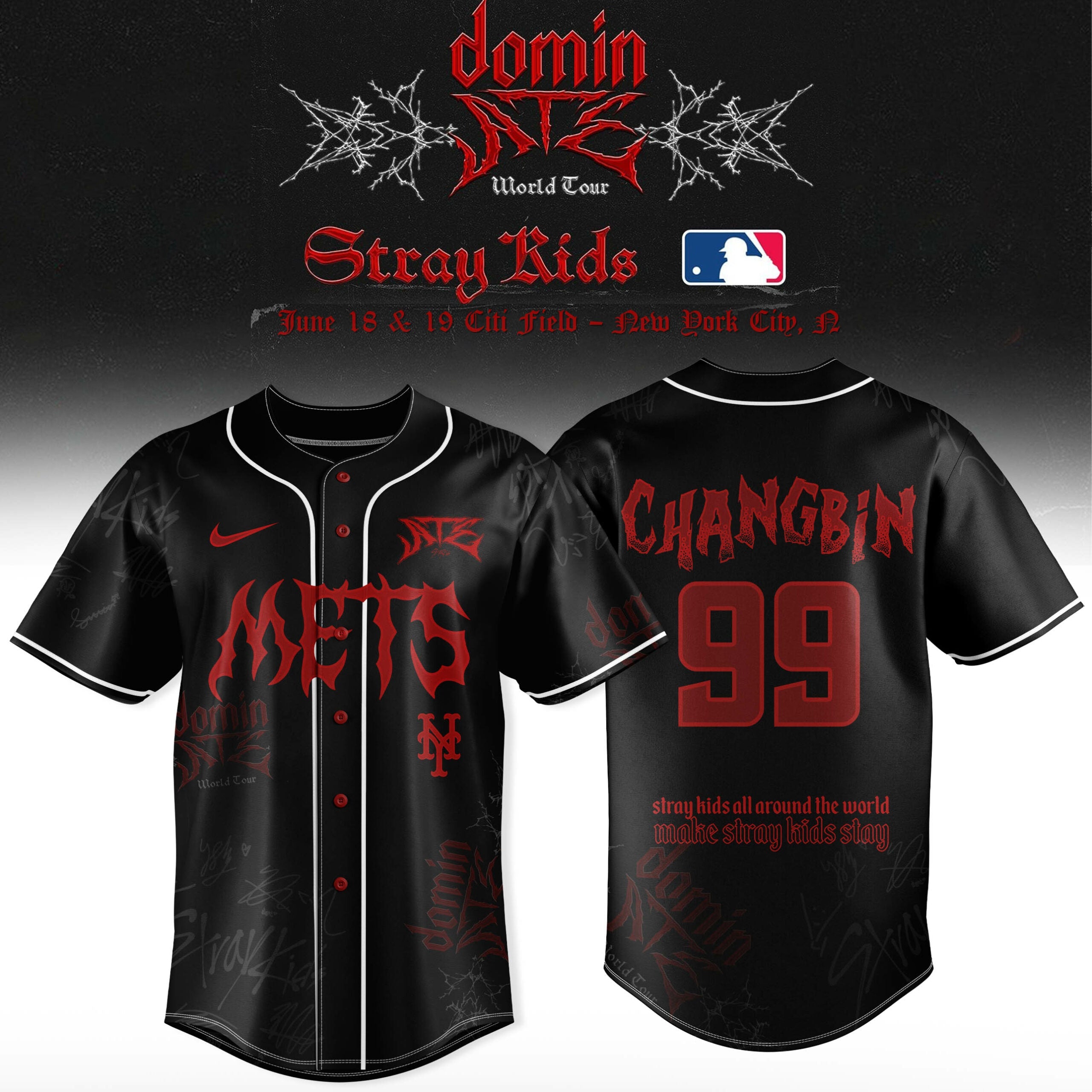 #99 New York Mets X Stray Kids Word Tour 2025 Baseball Jersey