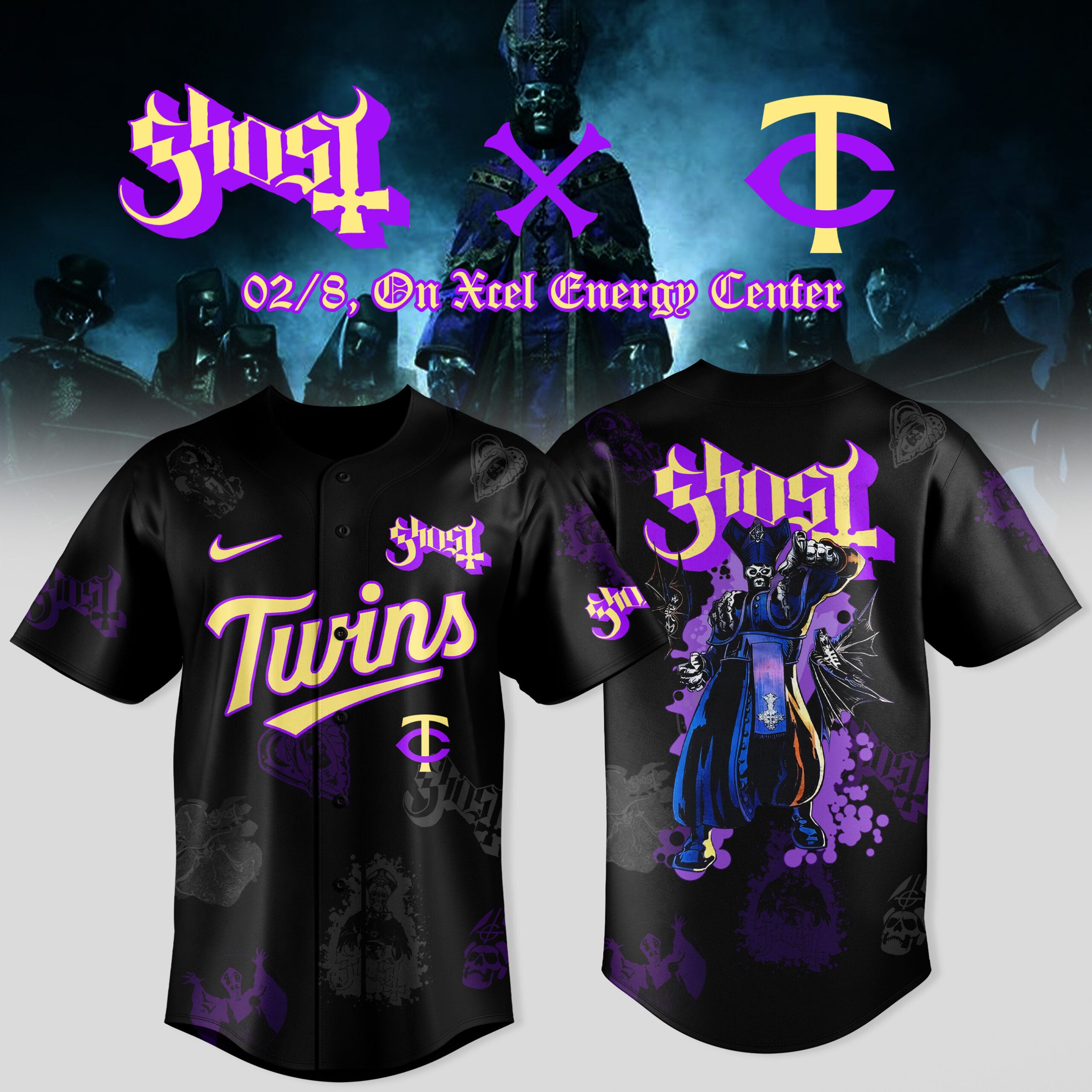 Mlb Minnesota Twins X Ghost Band World Tour 2025 Baseball Jersey