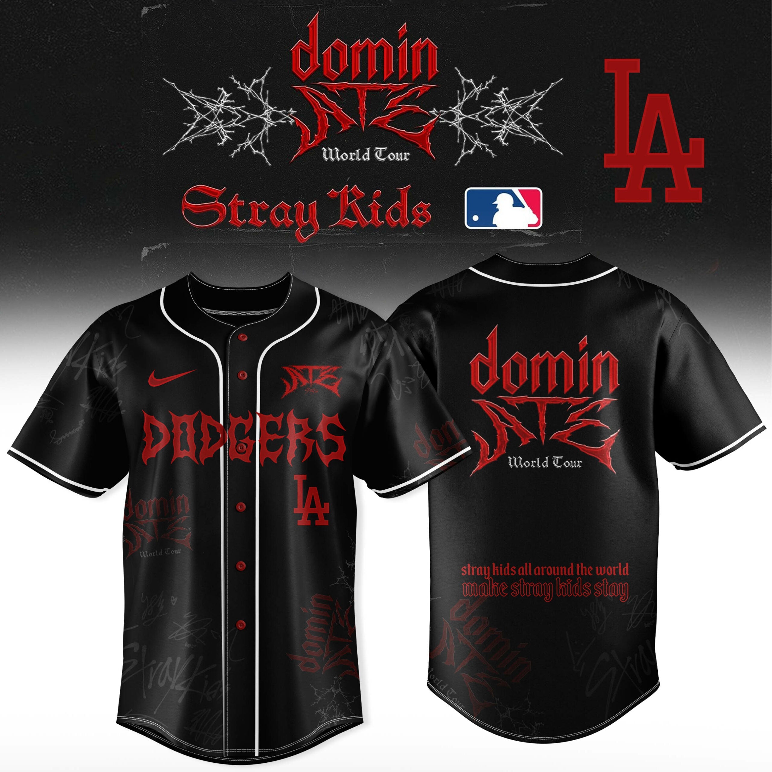 Los Angeles Dodgers Mlb X Stray Kids Dominate World Tour 2025 Baseball Jersey